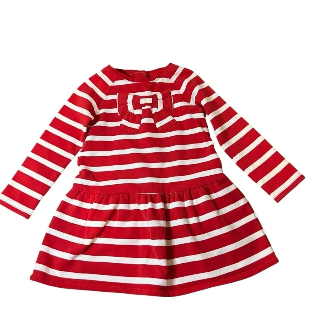 Gymboree | Kids Holiday Holly Berry Red Candy Cane Striped Fleece Dress -Size 3T